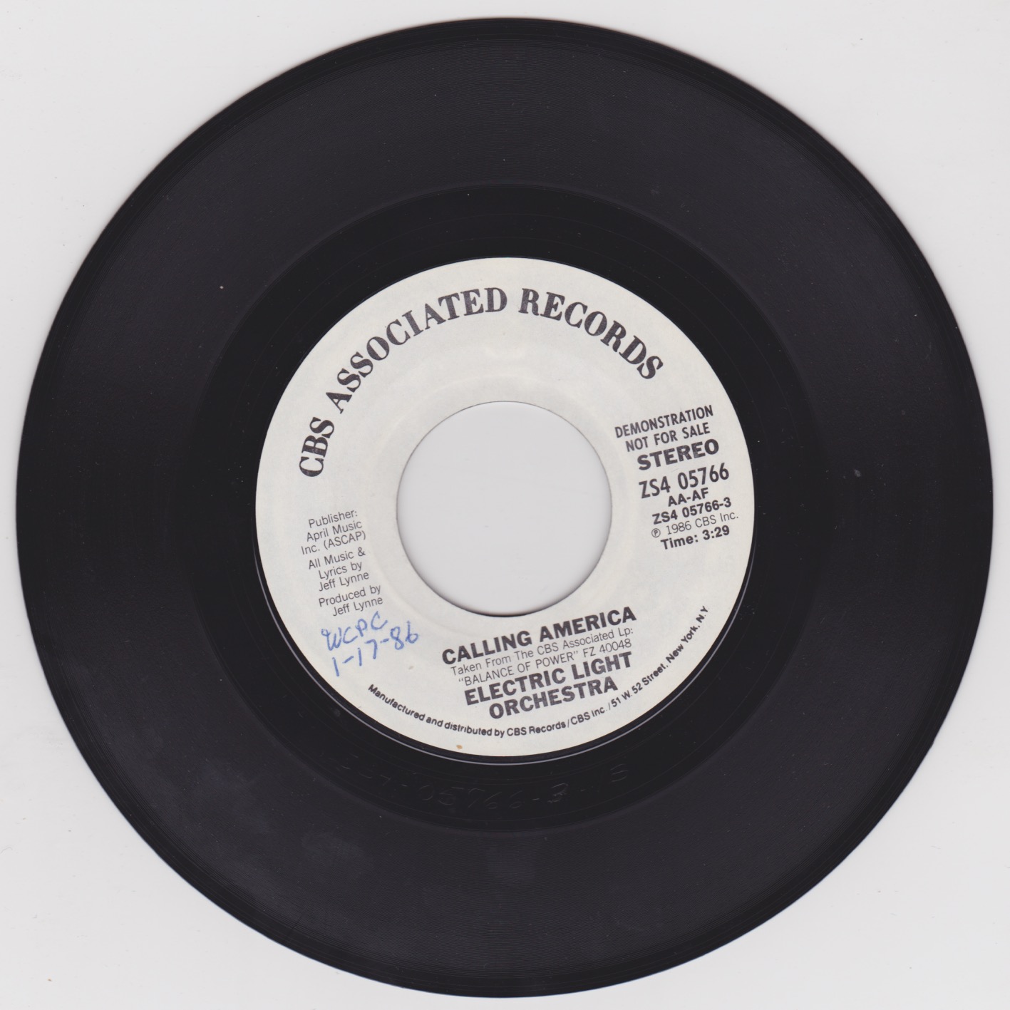 Electric Light Orchestra Calling America 7 inch